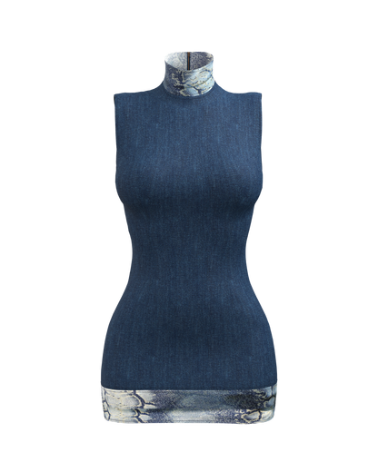 SNOB | TWO-TONE JEAN CUTOUT DRESS (PRE-ORDER ESTIMATED SHIP DATE (9/24)